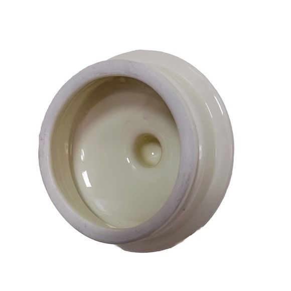 Vntg Hand Painted Ceramic Canister w Lid Butterfly Berries Flowers WHITE GREEN - Picture 10 of 16